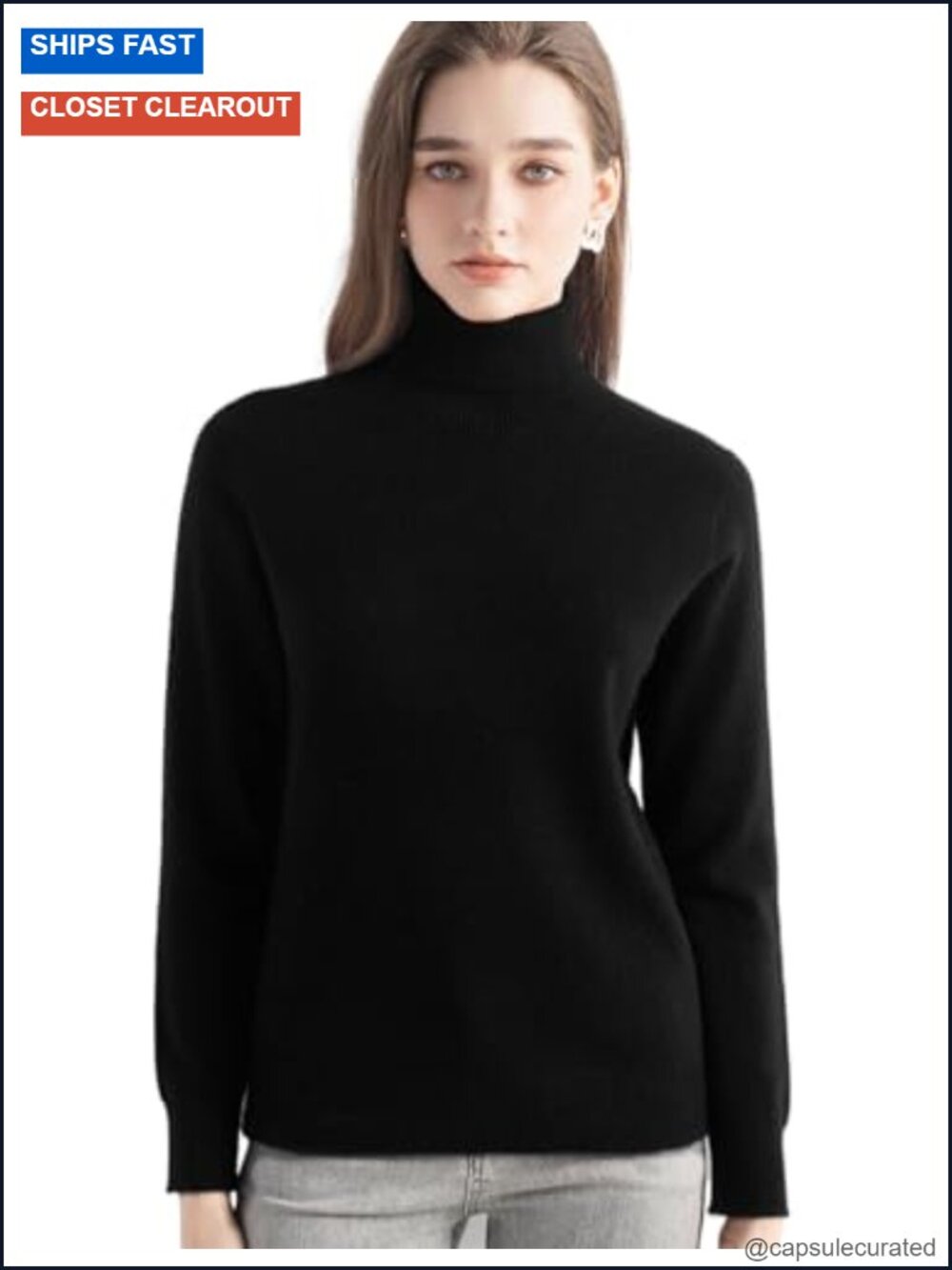100% Pure Cashmere Turtleneck Sweater Long Sleeve Warm Soft Seamless Knit